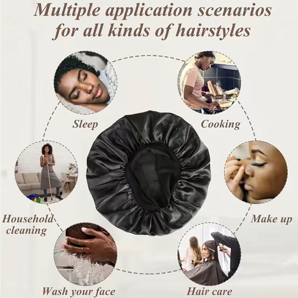 3 Pack Satin Hair Bonnet- New - Picture 2 of 2